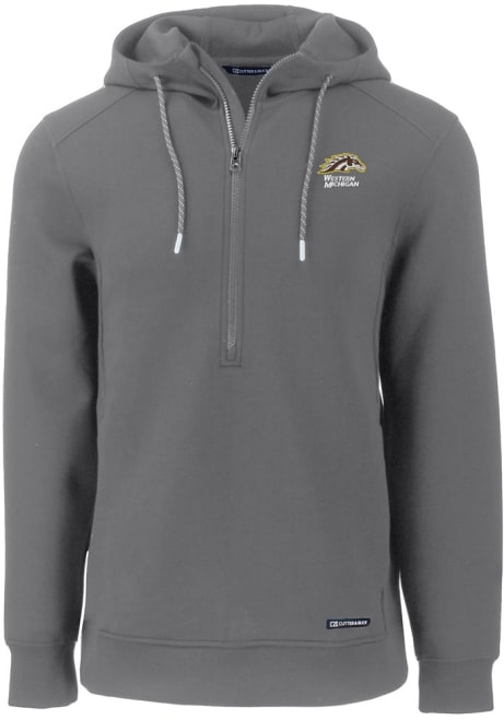 Mens Western Michigan Broncos Grey Cutter and Buck Roam Long Sleeve Hoodie