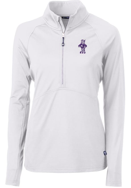 Womens K-State Wildcats White Cutter and Buck Adapt Eco Vault 1/4 Zip Pullover