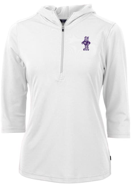 Womens K-State Wildcats White Cutter and Buck Virtue Eco Pique Vault Hooded Sweatshirt
