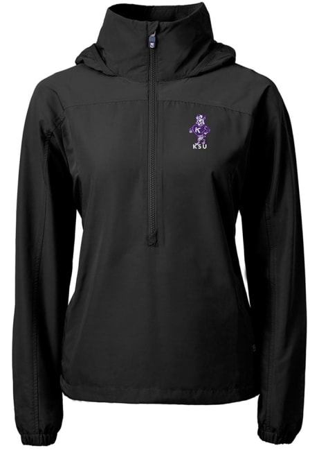 Womens K-State Wildcats Black Cutter and Buck Charter Eco Vault Long Sleeve Pullover