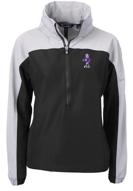 Womens K-State Wildcats Black Cutter and Buck Vault Charter Eco Long Sleeve Pullover