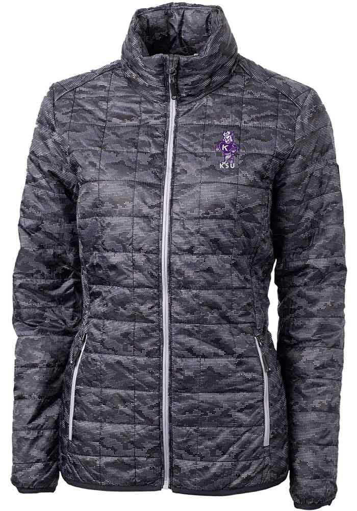 Kansas State Wildcats Cutter Buck Women s Rainier PrimaLoft Eco Insulated Printed Full Zip Puffer Jacket Black Size XL