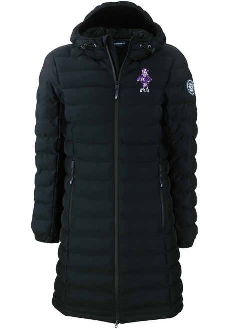 Womens K-State Wildcats Black Cutter and Buck Mission Ridge Repreve Long Vault Heavy Weight Jacket