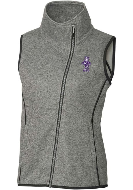 Womens K-State Wildcats Grey Cutter and Buck Vault Mainsail Asymmetrical Vest