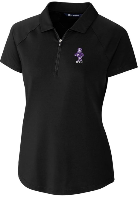 Womens K-State Wildcats Black Cutter and Buck Forge Vault Short Sleeve Polo Shirt