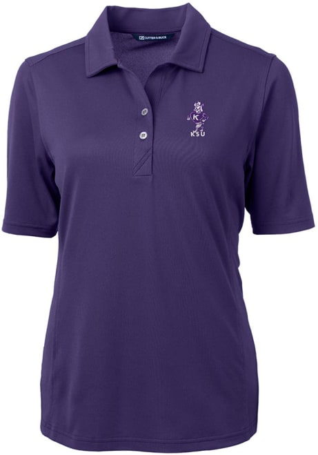 Womens K-State Wildcats Purple Cutter and Buck Virtue Eco Pique Vault Short Sleeve Polo Shirt