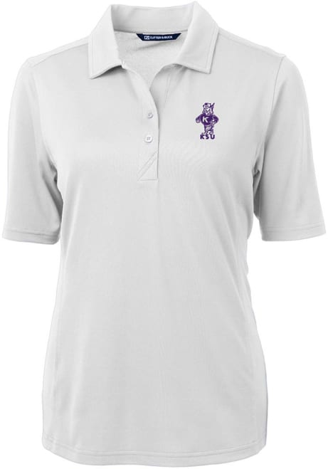 Womens K-State Wildcats White Cutter and Buck Virtue Eco Pique Vault Short Sleeve Polo Shirt