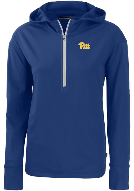 Womens Pitt Panthers Blue Cutter and Buck Daybreak Hood Qtr Zip