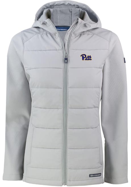 Womens Pitt Panthers Charcoal Cutter and Buck Evoke Hood Heavy Weight Jacket