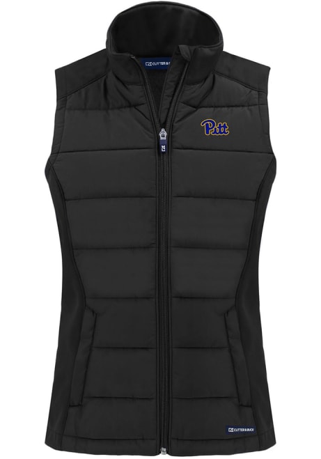 Womens Pitt Panthers Black Cutter and Buck Evoke Vest