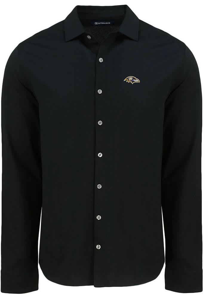 Cutter and Buck Baltimore Ravens Mens Advantage Soft Pique Long Sleeve Dress Shirt