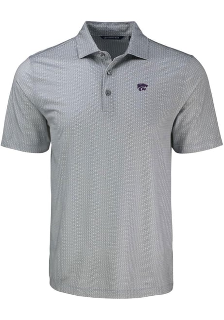 K-State Wildcats Grey Cutter and Buck Shadow Check Big and Tall Polo