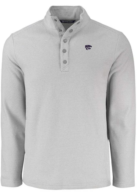 Mens K-State Wildcats Grey Cutter and Buck Hunts Point Qtr Zip Pullover