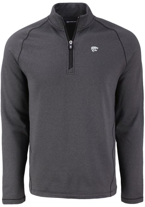 Mens K-State Wildcats Black Cutter and Buck Pehastin Qtr Zip Pullover