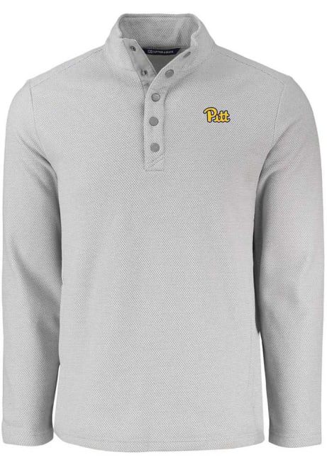 Mens Pitt Panthers Grey Cutter and Buck Hunts Point Qtr Zip Pullover