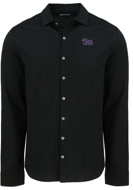 Mens Pitt Panthers  Cutter and Buck Advantage Soft Pique Long Sleeve Dress Shirt