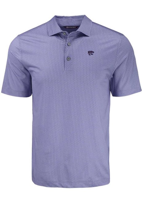 Mens K-State Wildcats Pink Cutter and Buck Pike Shadow Check Short Sleeve Polo Shirt