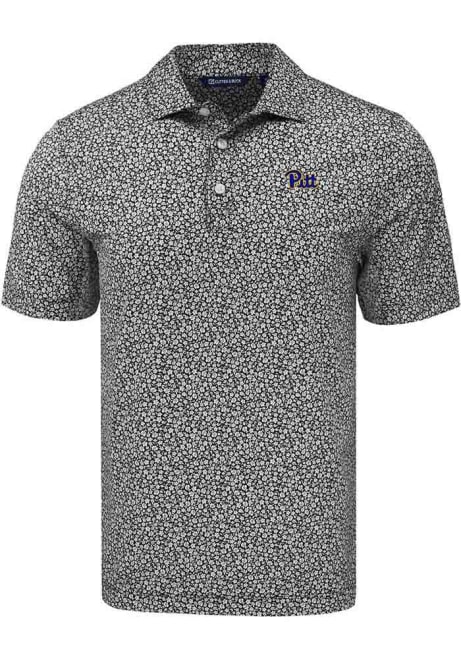 Mens Pitt Panthers  Cutter and Buck Pike Flora Short Sleeve Polo Shirt