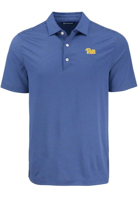 Mens Pitt Panthers Blue Cutter and Buck Forge Eco Fine Line Short Sleeve Polo Shirt