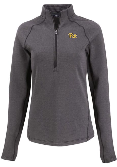 Womens Pitt Panthers Black Cutter and Buck Pehastin Qtr Zip