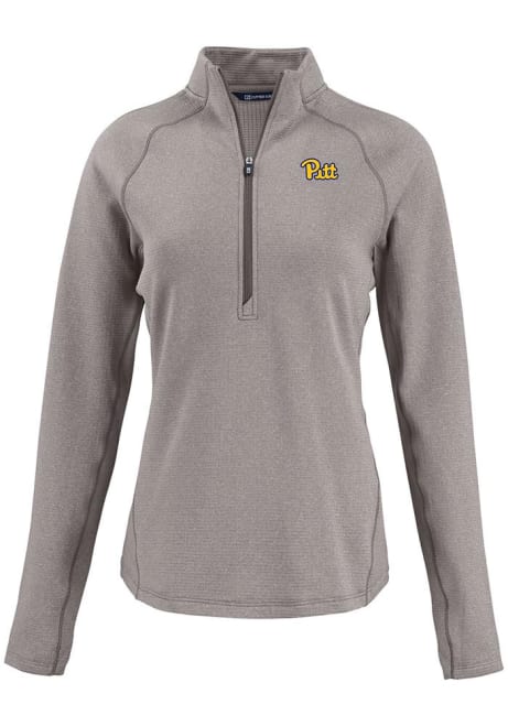 Womens Pitt Panthers Grey Cutter and Buck Pehastin Qtr Zip