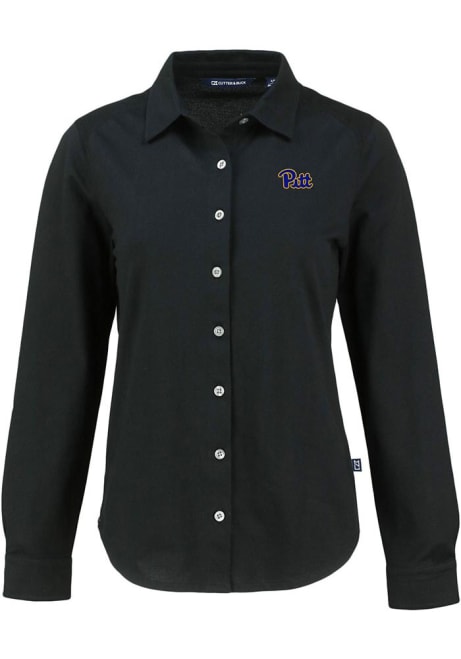 Womens Pitt Panthers  Cutter and Buck Advantage Soft Pique Long Sleeve Dress Shirt