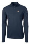 Main image for Cutter and Buck Houston Astros Mens Navy Blue Virtue Eco Pique Long Sleeve 1/4 Zip Pullover