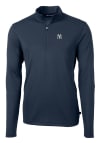 Main image for Cutter and Buck New York Yankees Mens Navy Blue Virtue Eco Pique Long Sleeve Qtr Zip Pullover