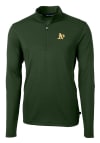 Main image for Cutter and Buck Oakland Athletics Mens Green Virtue Eco Pique Long Sleeve 1/4 Zip Pullover