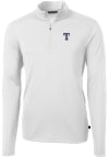 Main image for Cutter and Buck Texas Rangers Mens White Virtue Eco Pique Long Sleeve 1/4 Zip Pullover