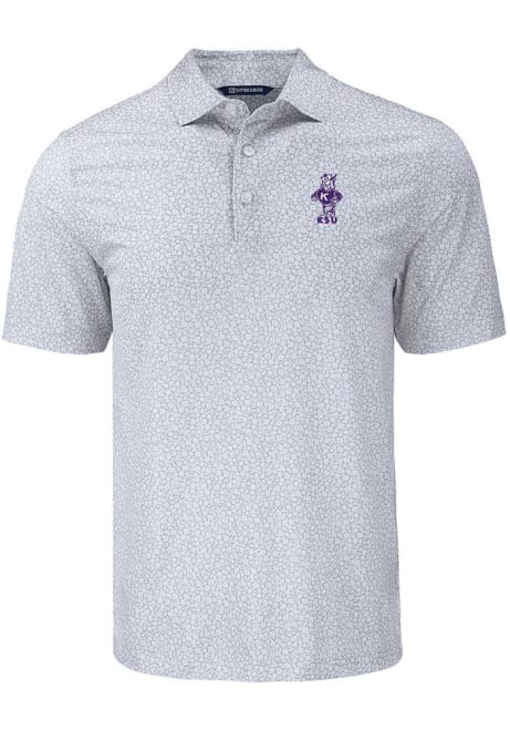 K-State Wildcats Grey Cutter and Buck Vintage Pike Flora Big and Tall Polo