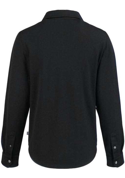 Cutter and Buck Cincinnati Reds Womens Mono Advantage Soft Pique Long Sleeve Black Dress Shirt