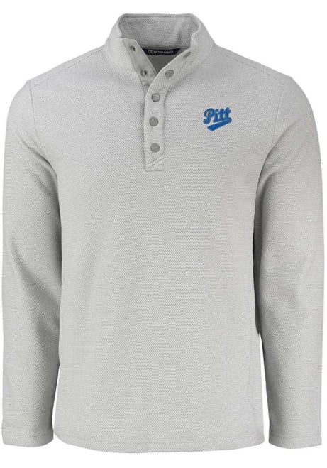 Mens Pitt Panthers Grey Cutter and Buck Vault Hunts Point Qtr Zip Pullover