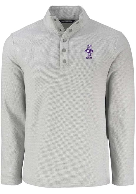 Mens K-State Wildcats Grey Cutter and Buck Vintage Hunts Point Qtr Zip Pullover