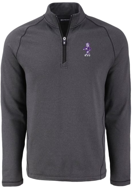 Mens K-State Wildcats Black Cutter and Buck Vintage Pehastin Qtr Zip Pullover