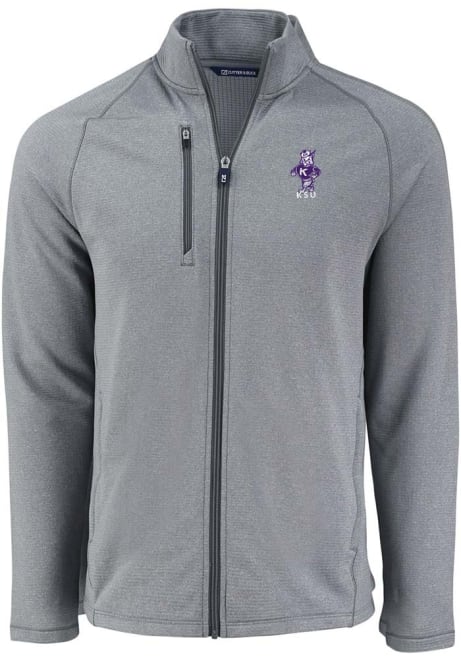 Mens K-State Wildcats Grey Cutter and Buck Vintage Pehastin Light Weight Jacket