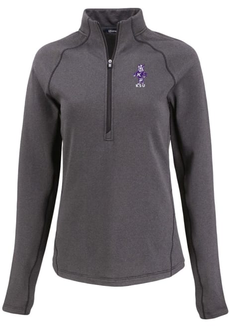 Womens K-State Wildcats Black Cutter and Buck Vintage Pehastin Qtr Zip