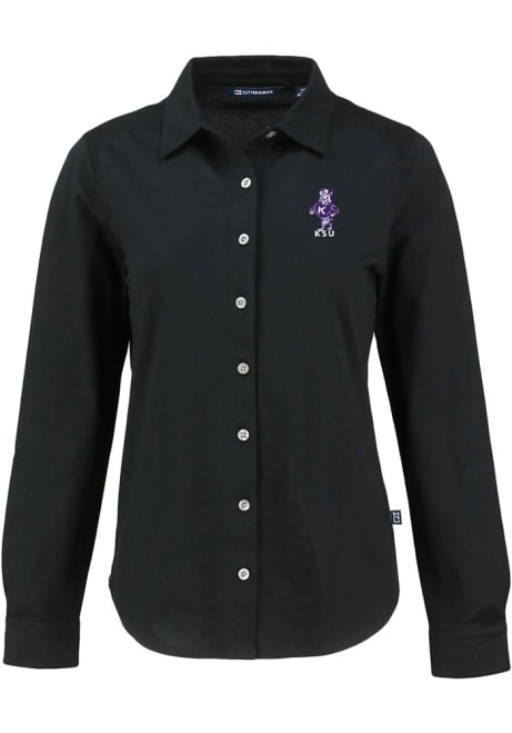 Womens K-State Wildcats  Cutter and Buck Vintage Advantage Soft Pique Long Sleeve Dress Shirt