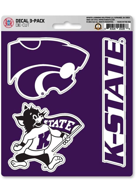 K-State Wildcats  Sports Licensing Solutions 5x7.5 3-Pack Die-Cut Decal