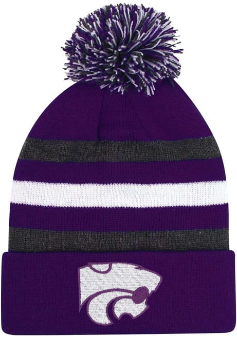 K-State Wildcats LogoFit Junior Haltime Pom Youth Knit Hat - Purple