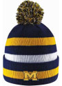 Michigan Wolverines LogoFit Primetime Striped Pom Knit - Navy Blue