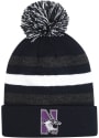 Northwestern Wildcats Youth LogoFit Junior Haltime Pom Knit Hat - Black