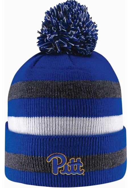 Pitt Panthers LogoFit Primetime Striped Pom Mens Knit Hat - Blue