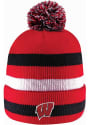 Wisconsin Badgers LogoFit Primetime Striped Pom Knit - Red