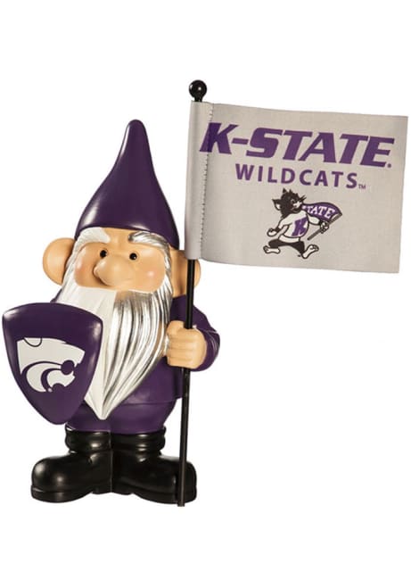 Purple K-State Wildcats Flag Holder Gnome