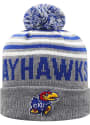 Kansas Jayhawks Ensuing Cuff Pom Knit - Grey