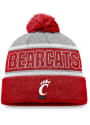 Cincinnati Bearcats Top of the World Primary Stripe Crown Cuff Pom Knit - Grey