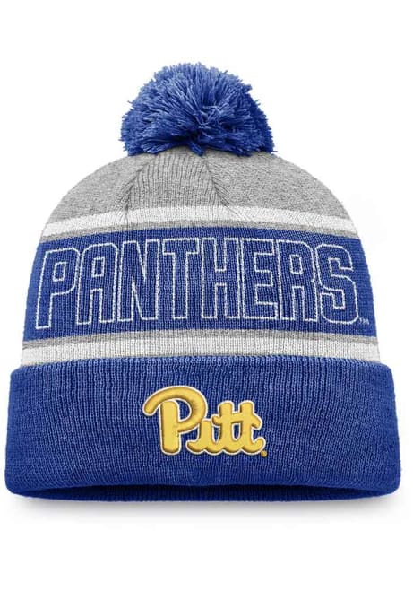 Pitt Panthers Top of the World Primary Stripe Crown Cuff Pom Mens Knit Hat - Grey