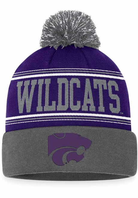 K-State Wildcats Top of the World Draft Cuff Pom Mens Knit Hat - Purple