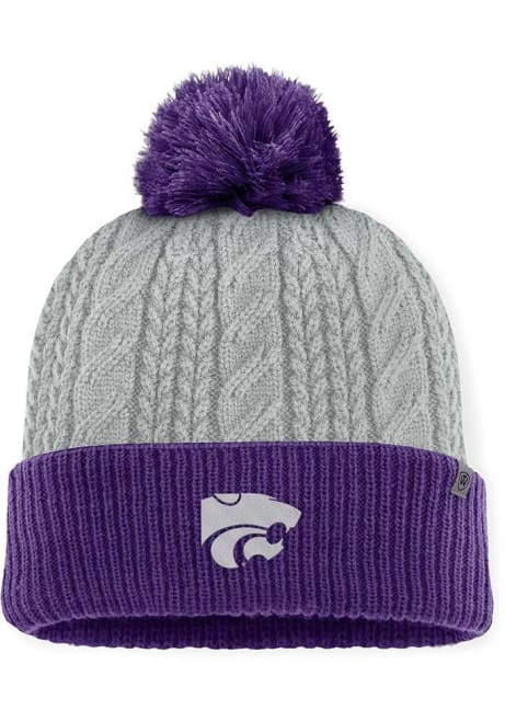 K-State Wildcats Top of the World Becca Cable Cuff Pom Womens Knit Hat - Grey